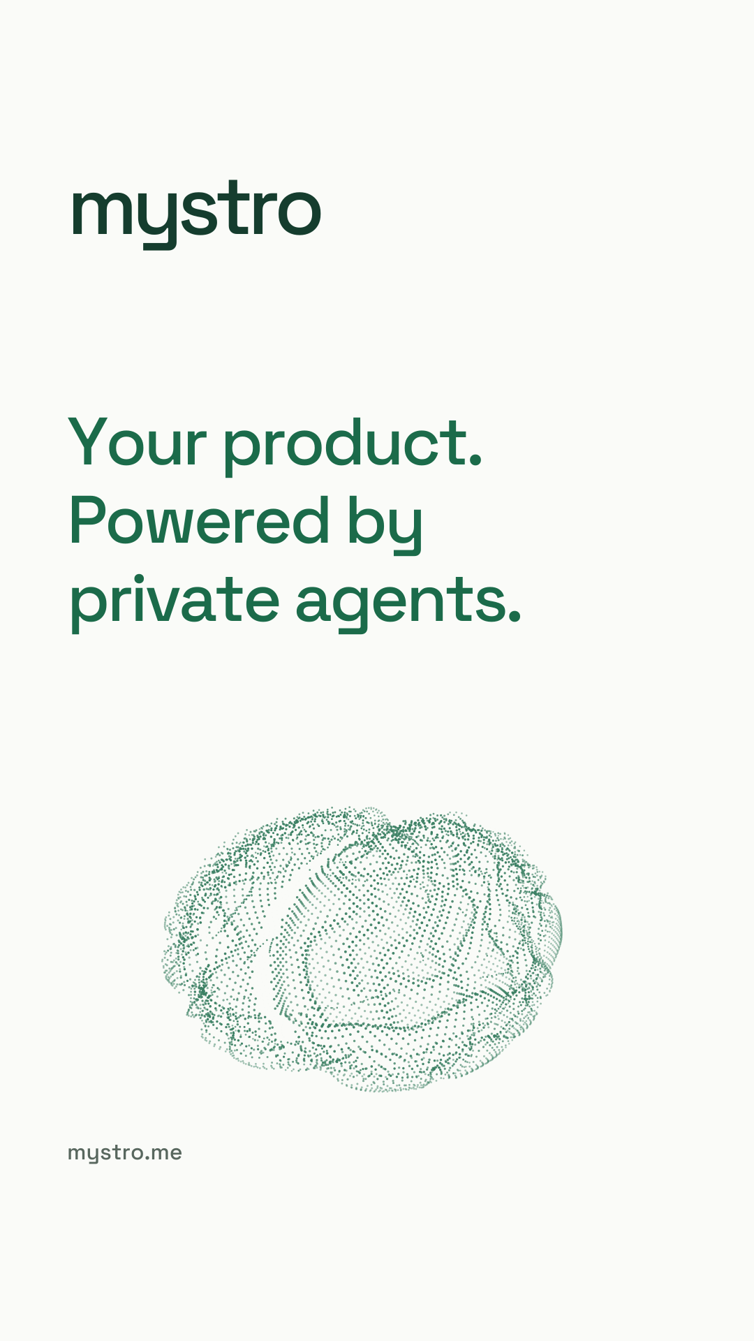 Ivory Mystro story artwork with jade lettering and a particle brain